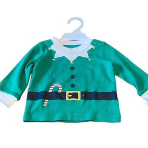 Carter’s Christmas Elf Top Unisex Green 6M NWT baby shirt holidays santa
